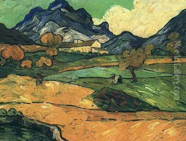 Le Mont Gaussier With The Mas De Saint Paul Oil Painting - Vincent Van Gogh