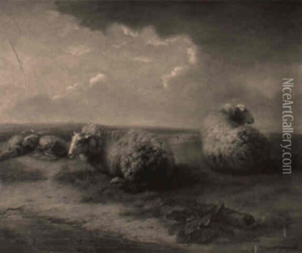 Moutons Au Bord De La Mare Oil Painting - Balthasar Paul Ommeganck