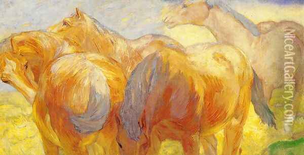 Large Lenggries Horse Painting Oil Painting - Franz Marc