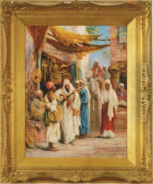 The Oriental Marketplace Oil Painting - Arthur Trevor Haddon