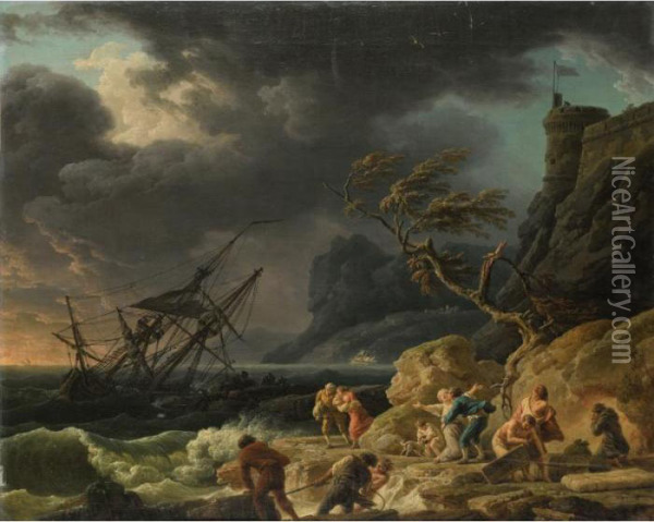 Le Naufrage Oil Painting - Claude-joseph Vernet