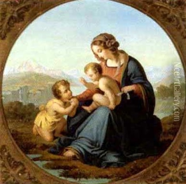 Madonna Del Lago (after Raphael) Oil Painting - Enrico Fanfani