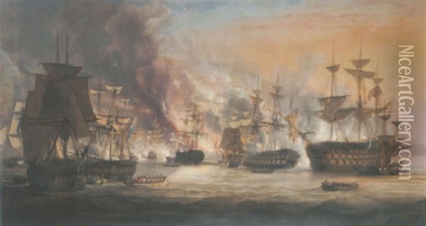 The Bombardment Of Algiers, August 27th, 1816 Oil Painting - John Christian Schetky