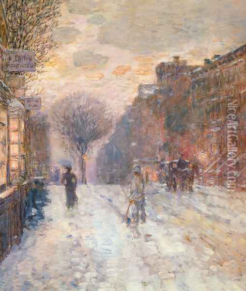 Early Evening, After Snowfall Oil Painting - Frederick Childe Hassam