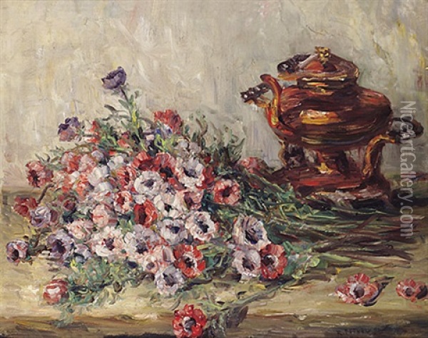 Anemonen Und Teekessel Oil Painting - Rudolf Petuel