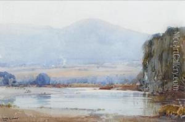 Australian Riverscape Oil Painting - Harold Brocklebank Herbert