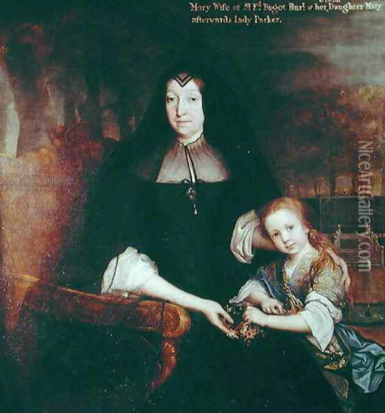 Lady Bagot and her grand-daughter Oil Painting - John Michael Wright