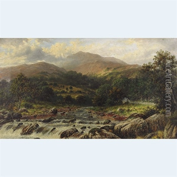 In The Lledr Valley, Nr. Bettws-y-coed, N.w. Oil Painting - William Henry Mander