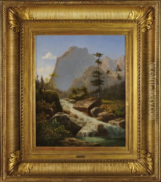 A Stream In The Mountains Oil Painting - Hugo Ullik