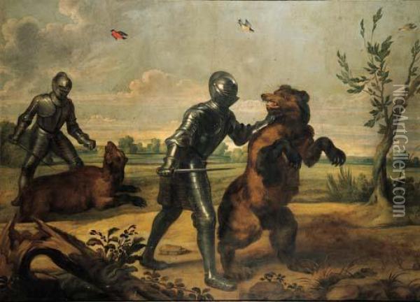 A Bear Hunt Oil Painting - Jan Wildens