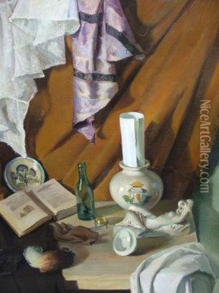 Still-life Of Bottle Oil Painting - Rowland Holyoake