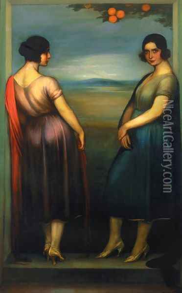 Carmen and Fuensanta Oil Painting - Julio de Romero de Torres