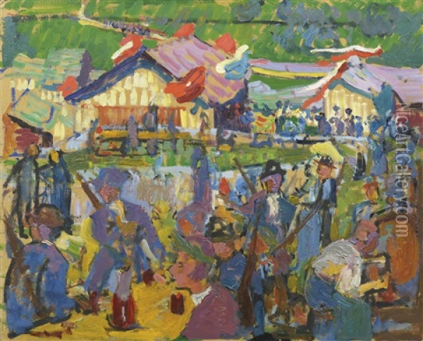Schutzenfest Oil Painting - Giovanni Giacometti