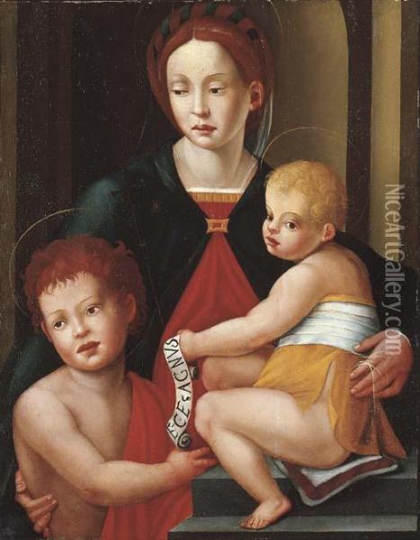 Sacra Famiglia Con San Giovannino Oil Painting - Giuliano Bugiardini