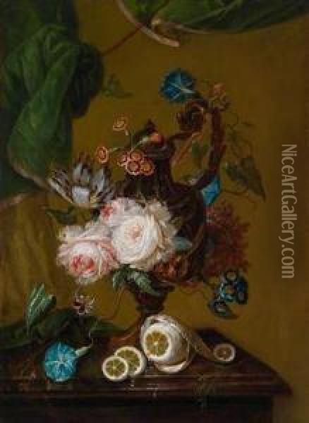 Einblumenstillleben Oil Painting - Johann Martin Metz