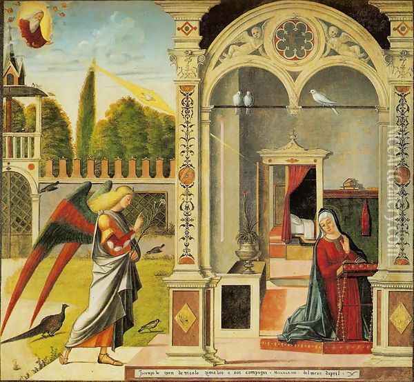 Life of the Virgin: Annunciation (Storie della Vergine: Annunciazione) Oil Painting - Vittore Carpaccio