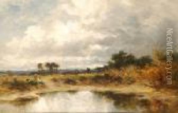 Beside The Pond Oil Painting - Benjamin Williams Leader