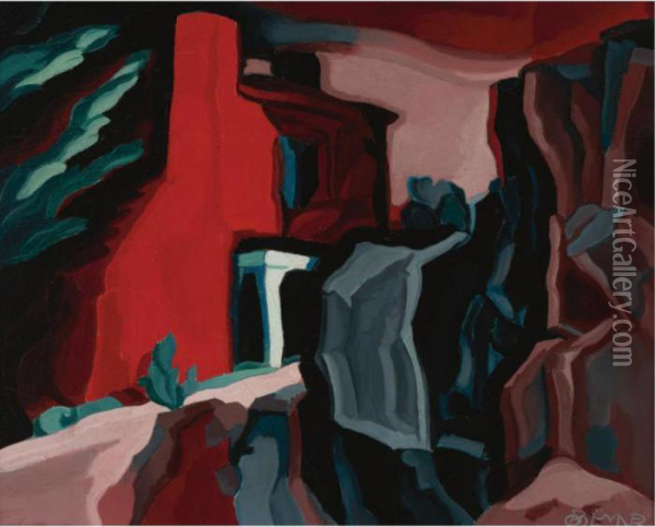 Red Night. Thoughts Oil Painting - Oscar Bluemner
