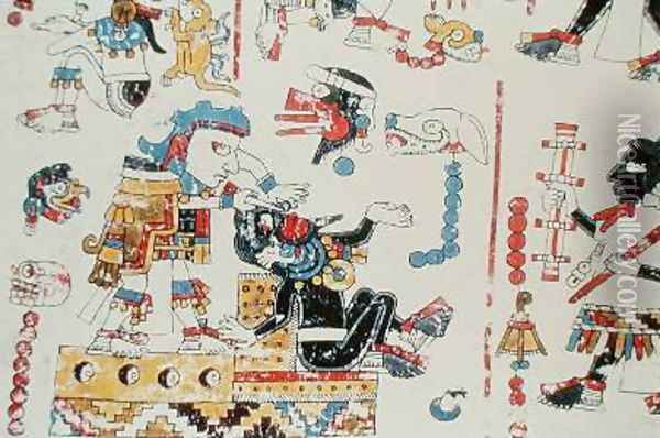Tecuhtli Great Lord Eight Deer Jaguar Lord Has his Nose Pierced Oil Painting - Mixtec