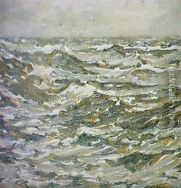 Waves...study In Blue  Waves...study In Green Oil Painting - Henry Silkstone Hopwood