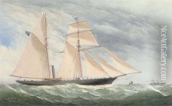 A Steam Yacht Of The Royal Thames Yacht Club In The Channel Oil Painting - Charles Taylor