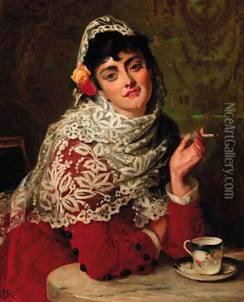 A Spanish Beauty Oil Painting - Edward Charles Barnes