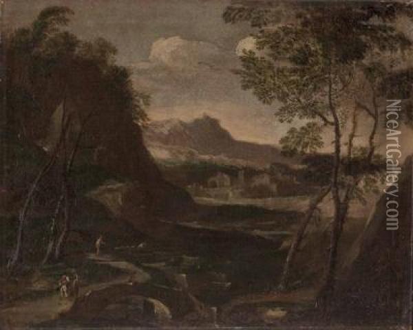Berg- Und Fluslandschaft Oil Painting - Herman Van Swanevelt