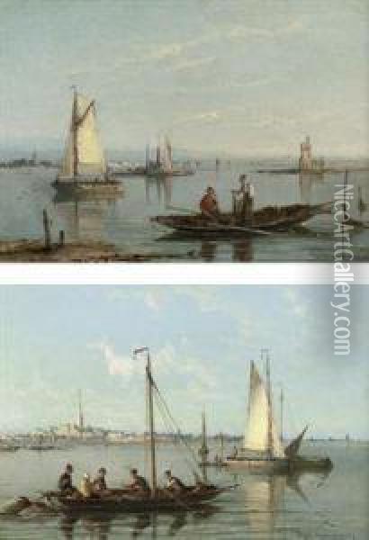 View Of Schiedam Near The Scheldt; And The Lighthousetussendam Oil Painting - William Raymond Dommersen