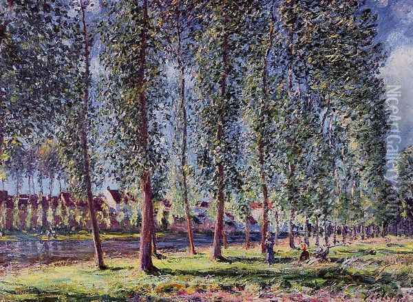 Lane of Poplars at Moret Oil Painting - Alfred Sisley