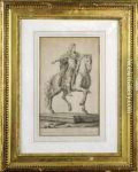Figure Equestre De Louis Xiv Oil Painting - Eustache Le Sueur