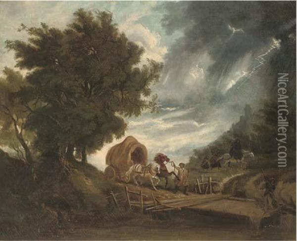 Travellers In A Storm Oil Painting - Loutherbourg, Philippe de