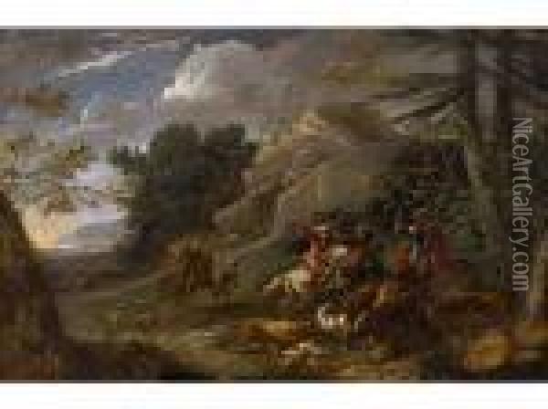 Une Chasse A L Ours Oil Painting - Karel Van Breydel (Le Chevalier)