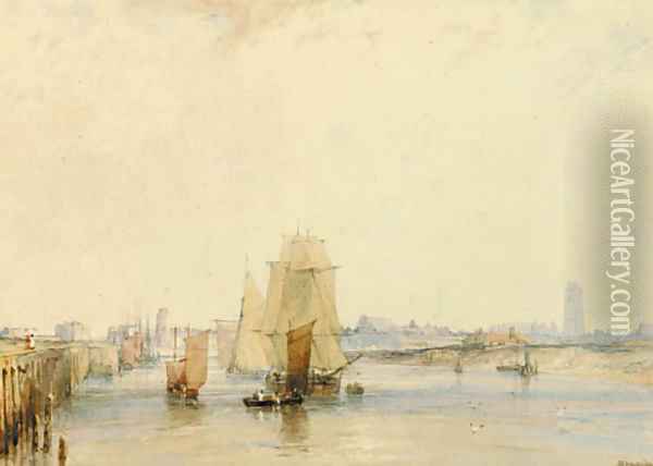 The harbour at Dunkerque Oil Painting - Richard Parkes Bonington
