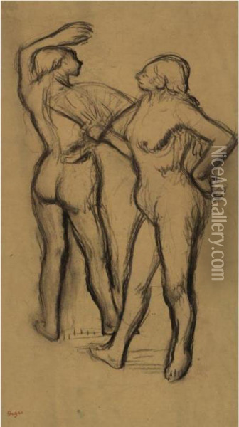 Deux Danseuses En Maillot Oil Painting - Edgar Degas