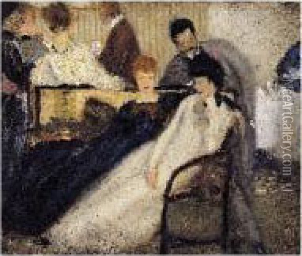 Au Salon, Circa 1900 Oil Painting - Henry Caro-Delvaille