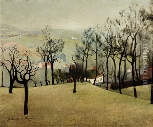 Landscape In Etikhove (ca. 1925) Oil Painting - Valerius De Saedeleer