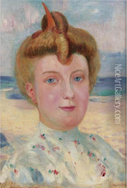Portrait D'une Demoiselle Roussi Oil Painting - Maurice Denis
