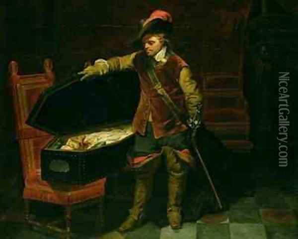 Oliver Cromwell 1599-1658 with the Coffin of Charles I 1600-49 Oil Painting - Hippolyte (Paul) Delaroche