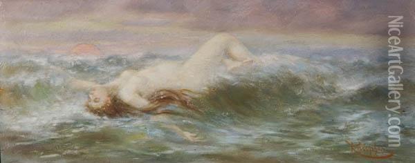 Tired Wave Oil Painting - Benes Knupfer