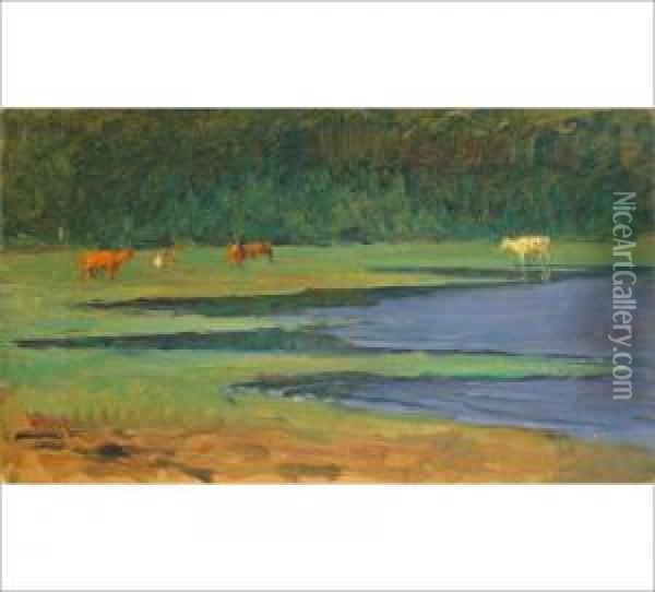 Cows Oil Painting - Venny Soldan-Brofelt