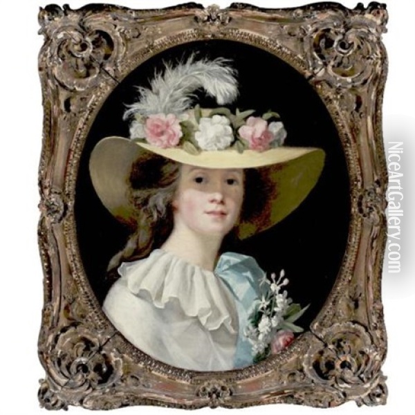 Portrait Of A Lady (marquise De Sable?) Oil Painting - Henri-Pierre Danloux
