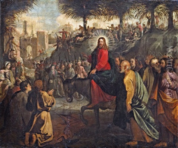 Jezus Bevonulasa Jeruzsalembe Oil Painting - Jacques Callot