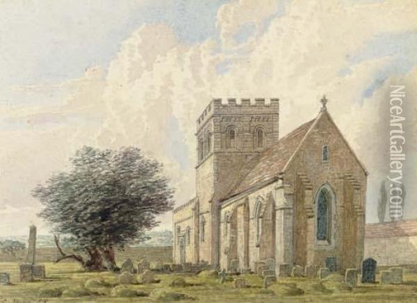 Iffley Church, Oxford Oil Painting - George Pyne