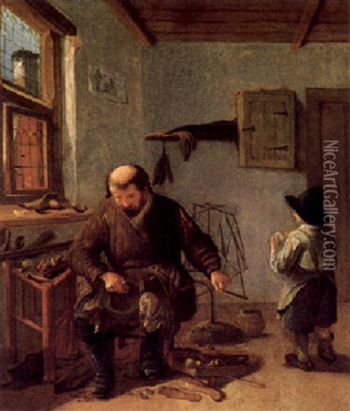 In Der Schusterwerkstatt Oil Painting - Quiringh Gerritsz van Brekelenkam