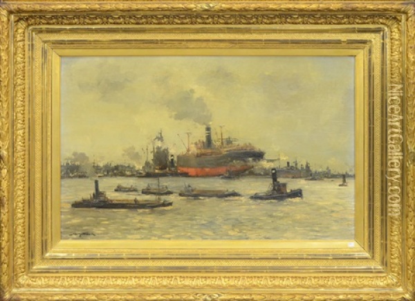 Vue De Port Oil Painting - Johan Hendrik van Mastenbroek