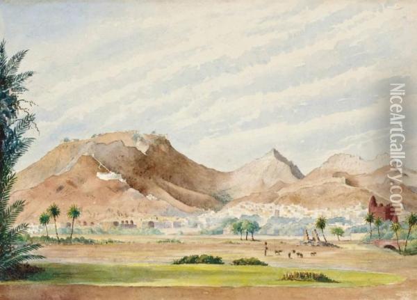 View Of Ajmere, Rajasthan Oil Painting - Robert Gwelo Goodman
