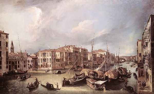 Grand Canal Looking North East Toward The Rialto Bridge Oil Painting - (Giovanni Antonio Canal) Canaletto