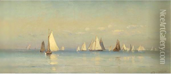 Sailboats On A Calm Sea Oil Painting - Mauritz F. H. de Haas