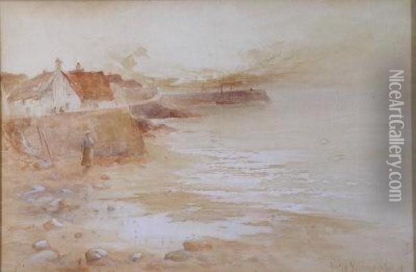 A Woman On A Beach At Low Tide Oil Painting - Gustave de Breanski