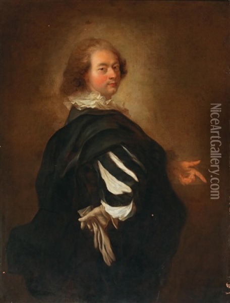 Portrait Of A Gentleman Dressed A La Van Dyck Oil Painting - Alexis Grimou